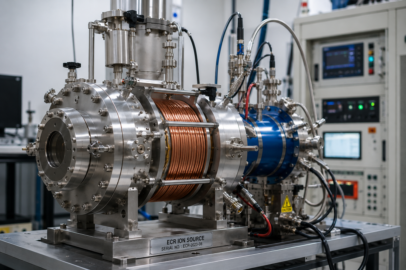 Electron Cyclotron Resonance (ECR) ion source used for particle accelerator, beam generation and scientific research applications.